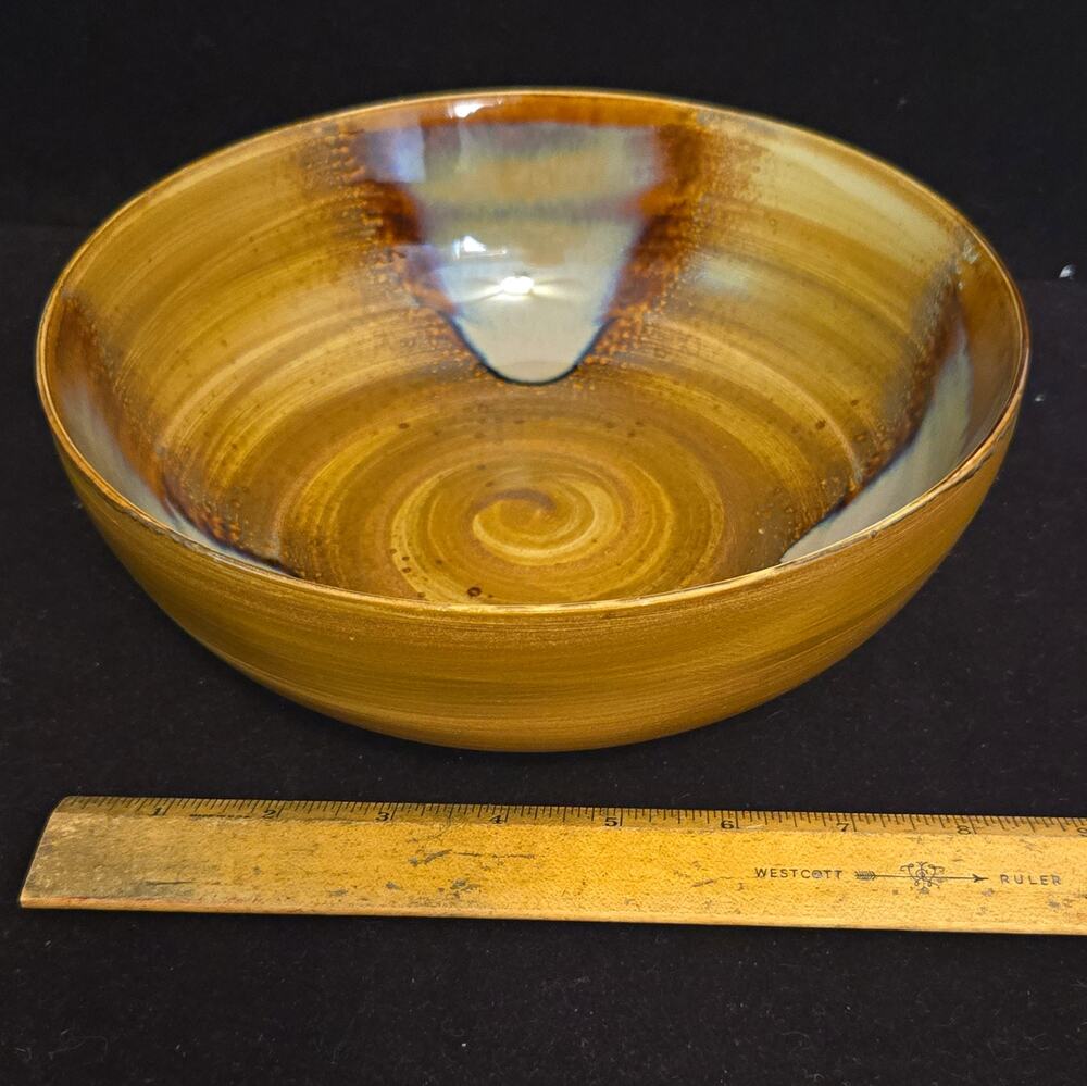 Sango Splash 4051 Stoneware Round Bowl Brown Blue Gray Drip Glaze China